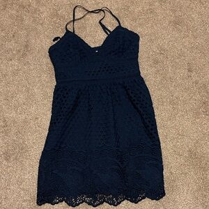 Abercrombie & Fitch Navy Crochet Lace Mini Dress